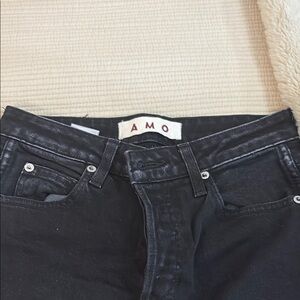 AMO Black Straight Leg Jeans with Subtle Texture